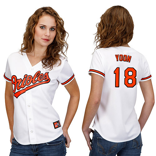 Suk-min Yoon #18 mlb Jersey-Baltimore Orioles Women's Authentic Home White Cool Base Baseball Jersey